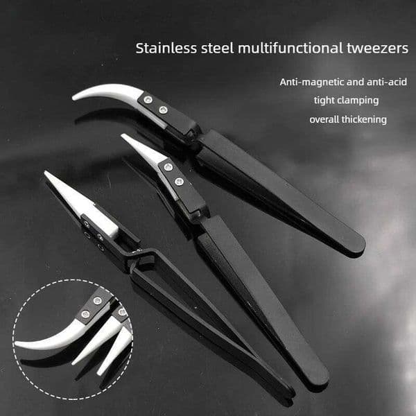 3Pcs Anti Static Ceramic Tweezers Set Straight Tip Precision ESD Soldering Hand Tool for PCB Electronics Mobile Phone Repair
