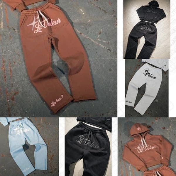 Men's Tracksuits Hoodie Sweatshirt Two Piece Set Men HipHop Letter Embroidered Vintage Rhinestone Sequins Oversized Stree 1f 40