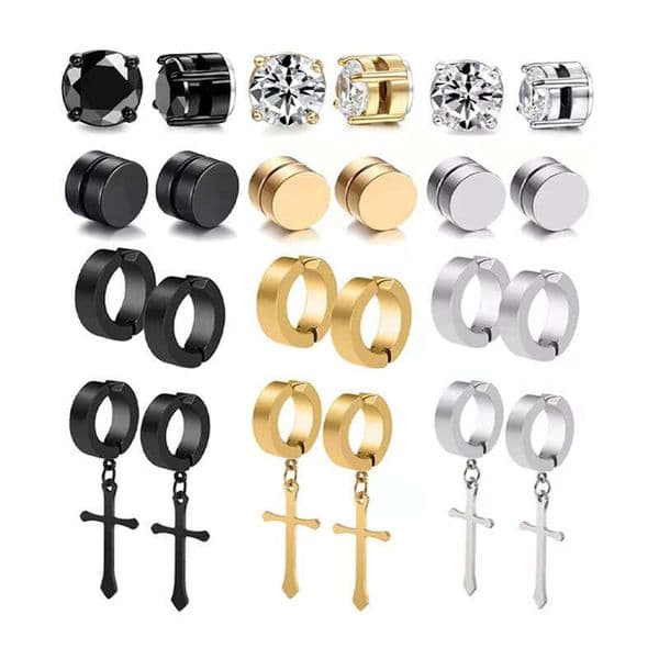 No Piercing Titanium Steel Earrings for Men, Trendy Personality Clips, Fashionable Set, Simple Street Style Ear Accessories