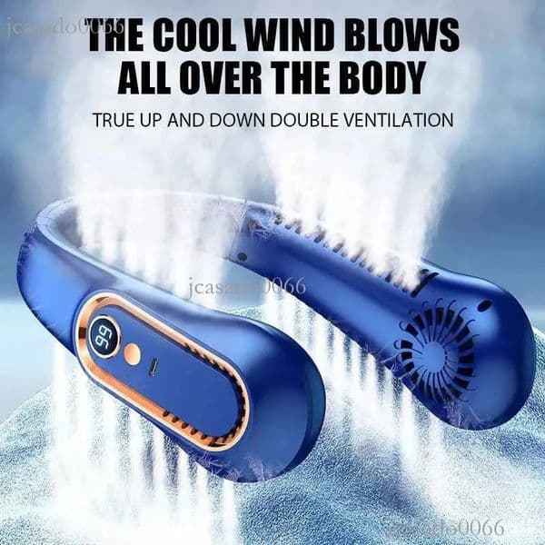 3000mAh Hanging Neck Portable Bladeless Mini USB Rechargeable Mute LED Digital Display Electric Fan Summer Air Cooler New T250626