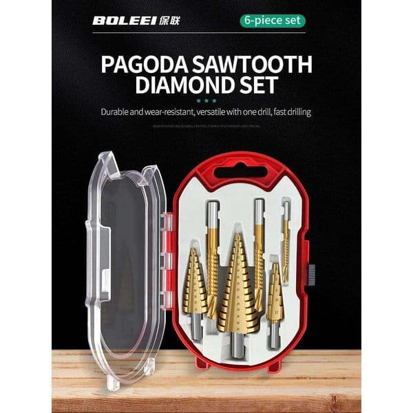 4-12/4-20/4-32mm triangular handle straight groove ladder 3/6/8 saw drill 6pc hole punching worker Assembly set
