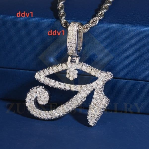 RTS Eyes Pendant Moissanite 925 Silver White Gold Plated Iced Out Pendant Ready to Ship Fine Jewelry