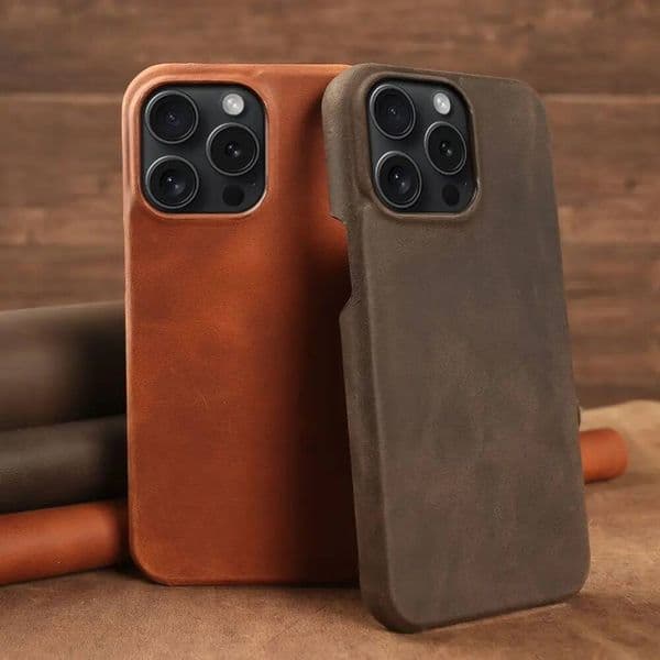 ZWW Crazy House Genuine Leather Cover 15 Pro Max Case For Iphone 14pro 12 11 XR XS 13 8 Aesthetic Vintage Retro