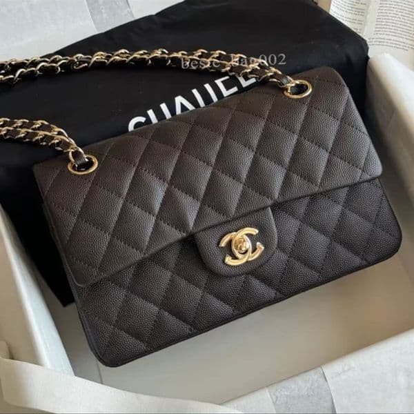 With box CF Designer Bag Shoulder Bag Caviar women's crossbody bag sheepskin handbag luxury bag fashionable evening bag metal chain double C-shaped square flip wallet