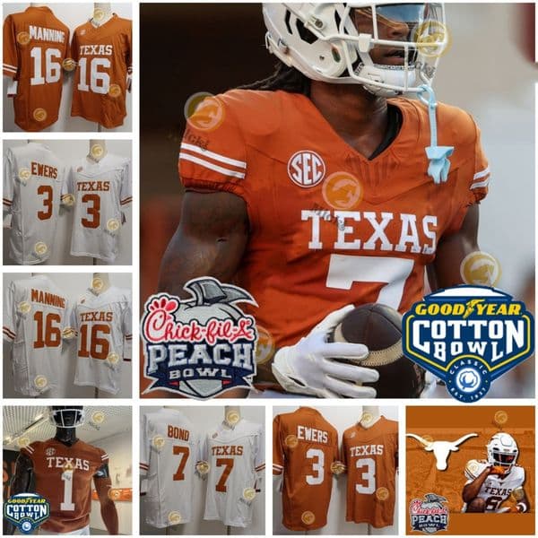 Colin Simmons Michael Taaffe Texas football Cotton Bowl jersey Jake Trey Moore David Gbenda Ethan Burke Colton Vasek Alfred Collins Kaliq Lockett Texas jerseys