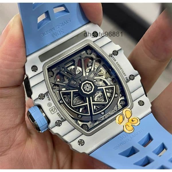 Top quality r m watch 35-03 67-02 052 mens watch super clone watches tourbillon mechanical movement NTPT carbon fiber sapphire glass 43mm with box NXO8