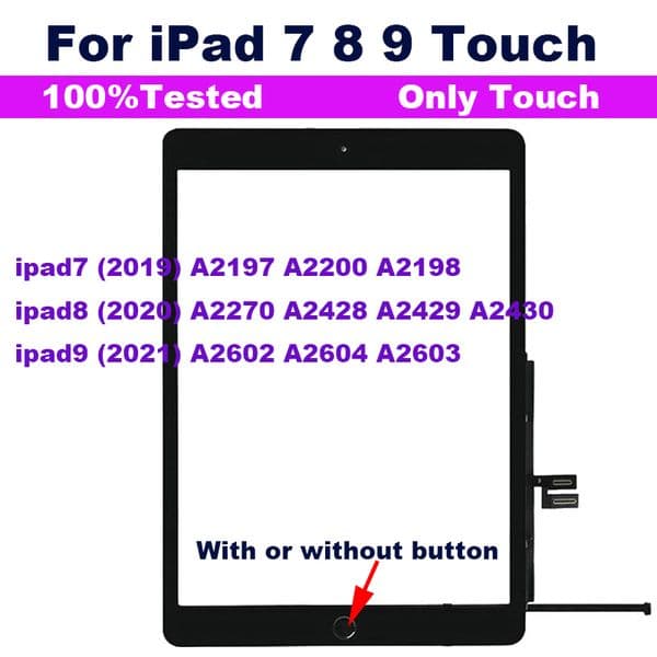 For iPad 9 9th Gen A2603 A2604 iPad9 10.2 LCD Outer Touch Screen Digitizer Front Glass Display Touch Panel Replacement With Adhesive