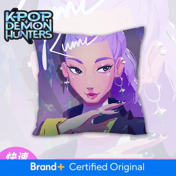 K-Pop: Demon Slayer Group Square Pillow Anime Peripheral Pillowcase Sofa Cushion Satin Fabric Plush Customizable