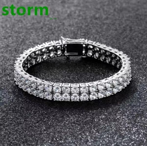 Custom Hip Hop Cuban Tennis Chain Bracelet Iced Real S925 Silver Plating Moissanite Third Party Certified Jewelry Fashion