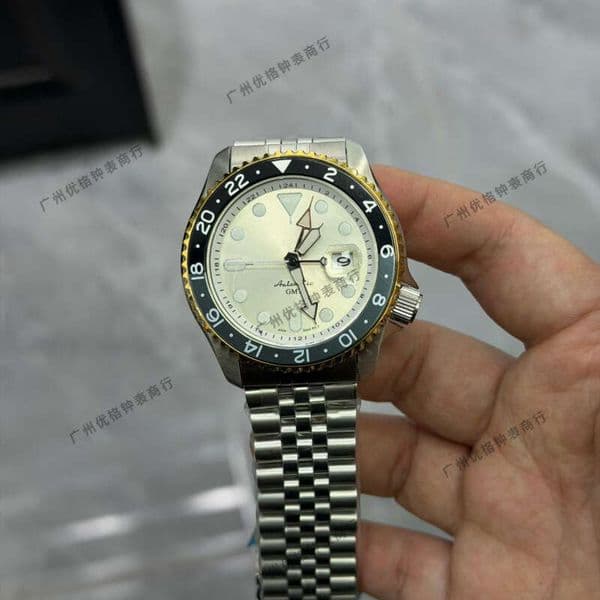 Jinggong No. 5 GMT Sports Series Automatic Mechanical Men's Wristwatch with Five-Row Chain Bracelet and Japanese Movement