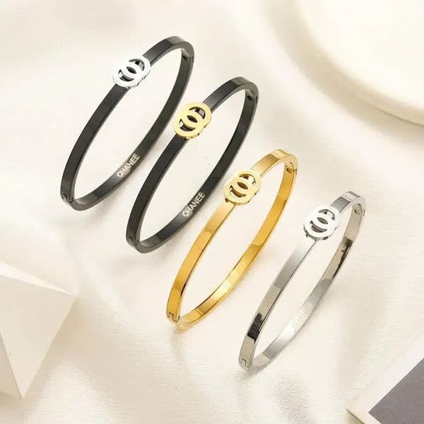 Designer Bracelet Bangle Round Crystal Letter Luxury Charm Bracelets for Women Pendant Jewelry 18K Gold Stainless steel Wristband Cuff Fashion Accessories