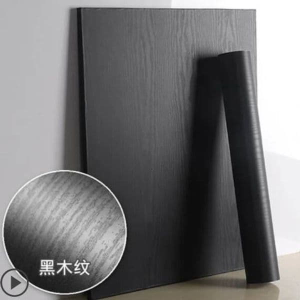 Black Wood Grain Thickening Boeing Film Furniture Cabinet Pvc Self-Adhesive Stickers Kitchen Vinyl Wallpaper