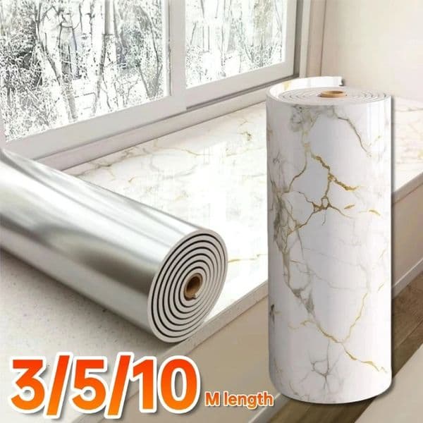 Imitation Marble Stickers Foam Peel And Stick Wall Paper Faux Tiles Self Adhesive Wallpaper Home Decor 3-10Meters