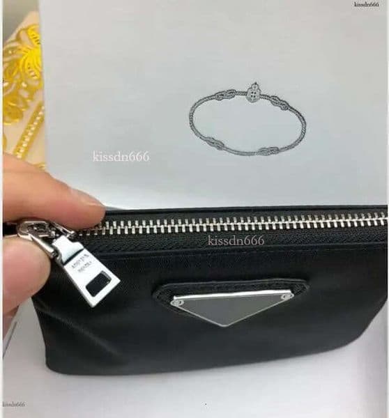 Fashionable black nylon canvas keychain bag, mini wallet, business card holder, designer bag, canvas coin wallet with charming keychain, VIP gift