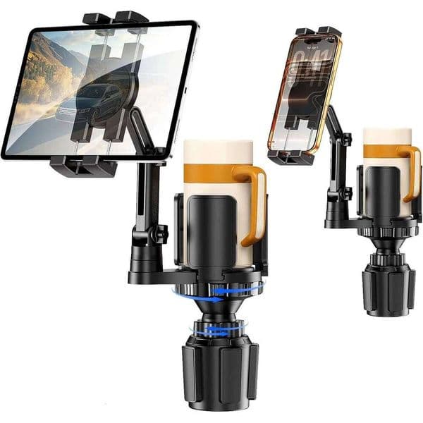 Tablet for Car, 3 in 1 Cup Car Mount, Adjustable Base and Long Arm with 360°Rotation Phone ipad Holder