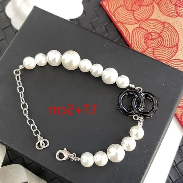 Pearl Chains Crystal Bracelets for Men Copper Charm Designer Letter Bracelet Jewelry Women Girl's Birthday Gift Daily Outfit