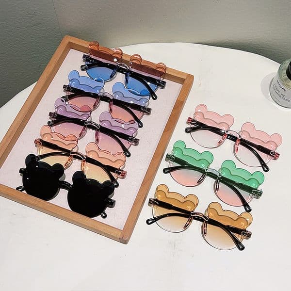 Free shipping Children's Fashion Jelly Color Bear Ear Cute Adorable Party Baby Sunshade Sunglasses