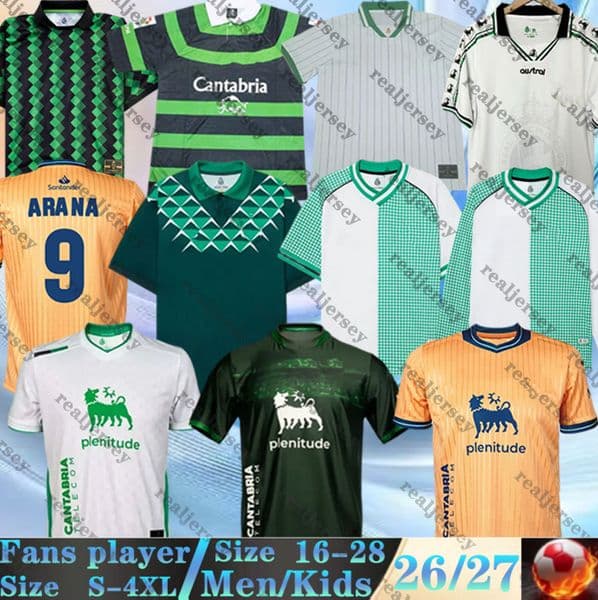 25 26 Racing de Santander Soccer Jerseys VICENTE JEREMY ANDRES ARANA Retro 1999 2001 Home away Third SULEIMAN MICHELIN ALDASORO 2025 2026 Football Shirts men kids kit