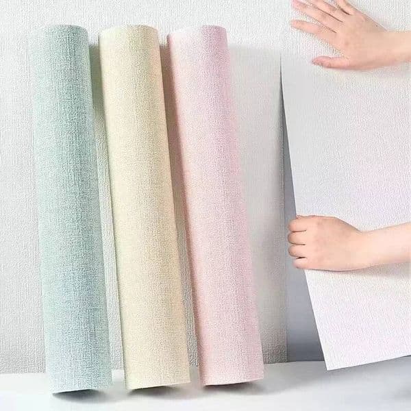Solid Color Thickened Sticker 3D Linen Waterproof Moisture-Proof Wallpaper For Living Room Bedroom Dorm Warm Wall Decor