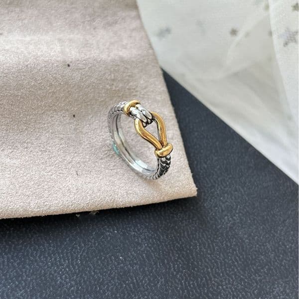 Davids Ring Woman Jewelry Designer Dy Ring For Woman Men DY Simple Gold Horseshoe Buckle Silver Twist Line DR09