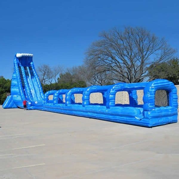 wholesale 13x4x55mH Palm Tree Double Lane Commercial Adult Inflatable Water Slides With Pool