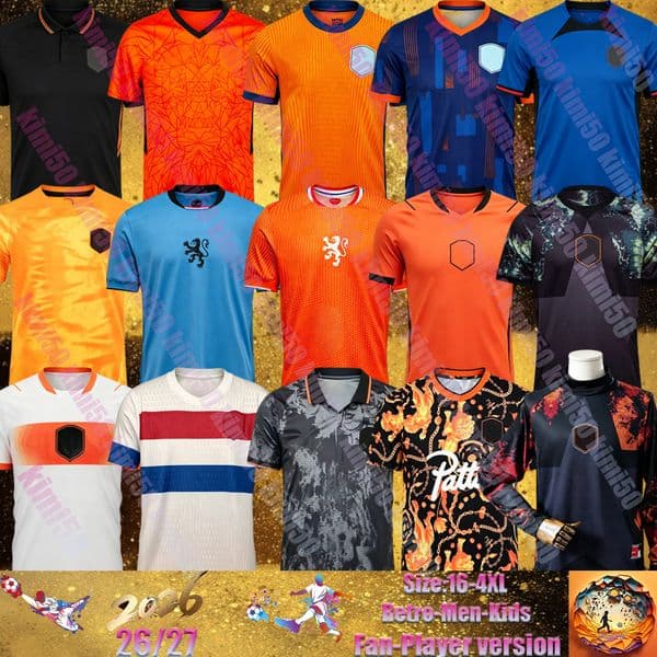 25 26 27 Netherlands World Cup Soccer Jerseys MEMPHIS F.DE JONG VIRGIL GRAVENBERCH BERGVIJN Dumfries XAVI DE LIGT GAKPO MALEN J.TIMBER Dutch football shirt men kids kit