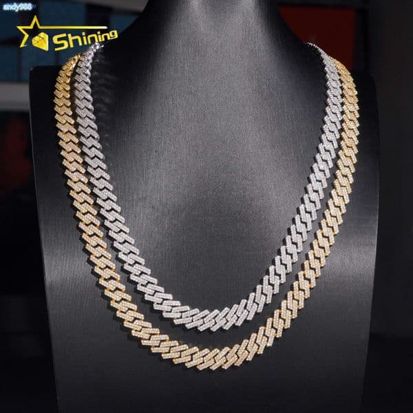 Hot Sale S925 Moissanite10mm Cuban Chain Necklace Iced Out Hip Hop Jewelry Gold Plated Pass Diamond Test Moissanite Cuban Chain