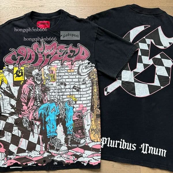 Godspeedes shirt designer t shirt mens graphic tee clothe classical hipster fabric Street graffiti Letter foil print Vintage washed black Godspeedly tee 4c5 62