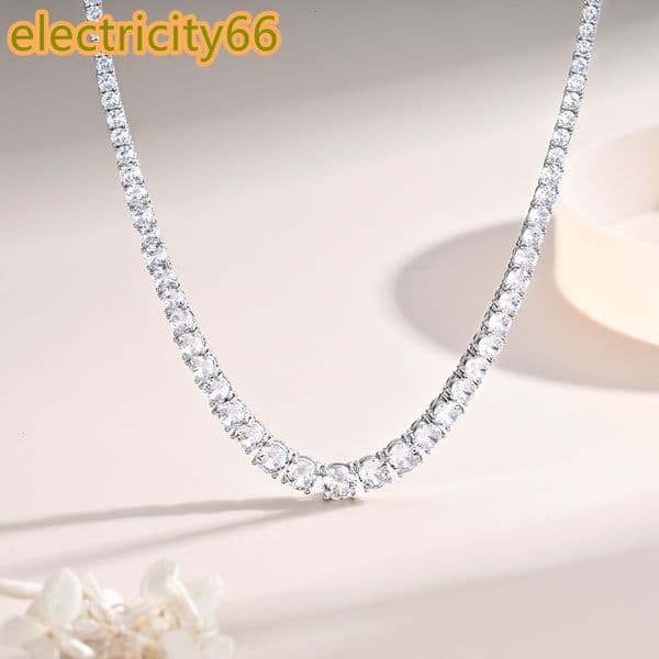 Fashion 925 Sterling Silver Elegant Dainty 2-6mm Moissanite Tennis Necklace with Luxury Chains Stylish Luxurious Jewelry