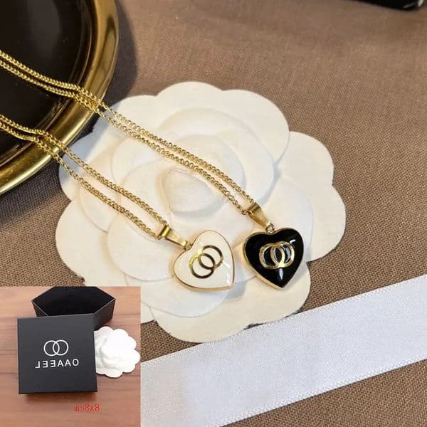 Luxury Classic Heart Pendants Crystal Designer Necklaces Stainless Steel Geometry Choker Pendant Necklace Chain Jewelry Accessories Gifts with Box