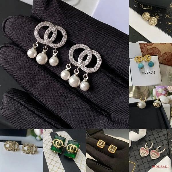 Never Fading Round Designer Ear Stud Earrings Pearl Real Gold Brass Copper Stamp Letter Earring Famous Womens Elegance Wedding Party Classic Jewelry Accessories