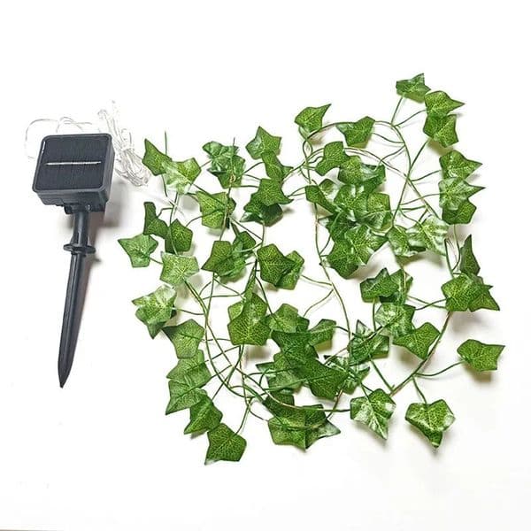 Solar Powered Faux Ivy Leaf LED String Lights - 5M/50 LED Waterproof Outdoor Garden & Party Decor YY