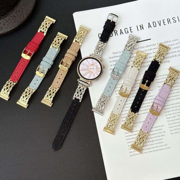 New woven metal studded suitable for Apple and Huawei watches, 41mm light luxury gt6/5 genuine leather S10 strap