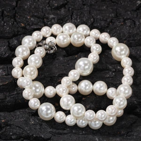 Mens Womens Pearl Necklace Hip Hop Jewelry High Quality 6mm 8mm 10mm Mixed Beaded Necklaces