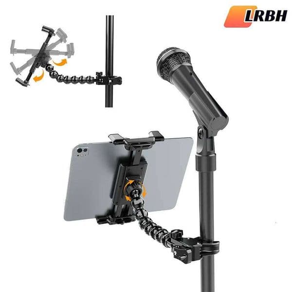 Flexible microphone, music stand tablet stand, compatible with all 4.7-inch to 15-inch tablets and smartphones