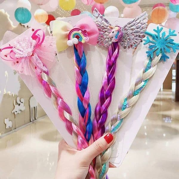 Princess Braid Unicorn Rainbow Hairpiece Cosplay Braided Wigs Elsa Dress Up Set for Toddler Girls Party Wedding Birthday ddmythur
