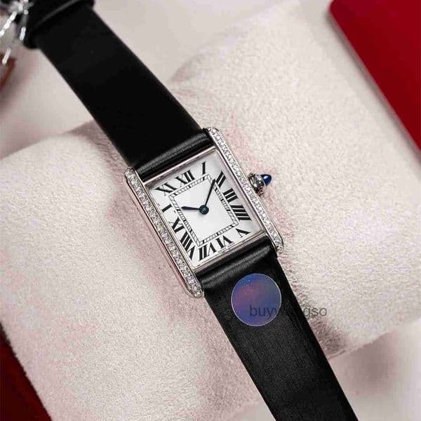 Top quality tanks watch womens mens watch designer watch super clone watches swiss quartz movement sapphire glass leather strap 22mm 25.5mm with box IE8T