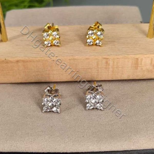 Luxury jewelry 8mm designer diamond earrings 925 Sterling Silver 18K Gold Moissanite Stud Ear Elegant Female Delicate Design Wedding Accessories Gift