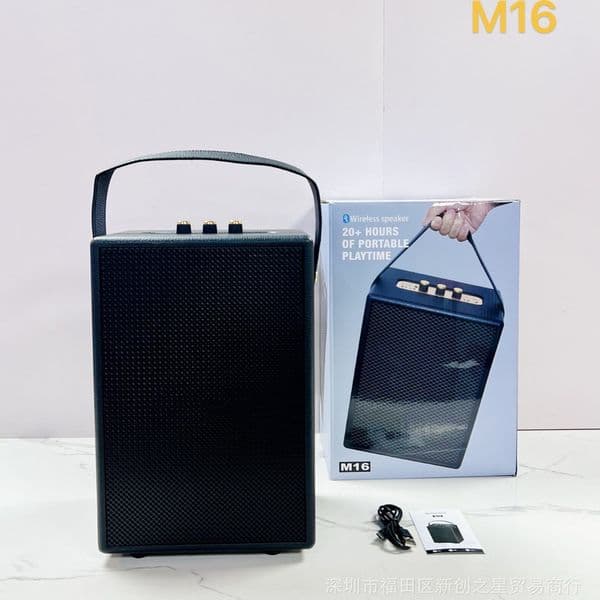 M16 Bluetooth Speakers Vintage Wooden Speaker - High-Quality Outdoor Portable Subwoofer with Built-in Bluetooth