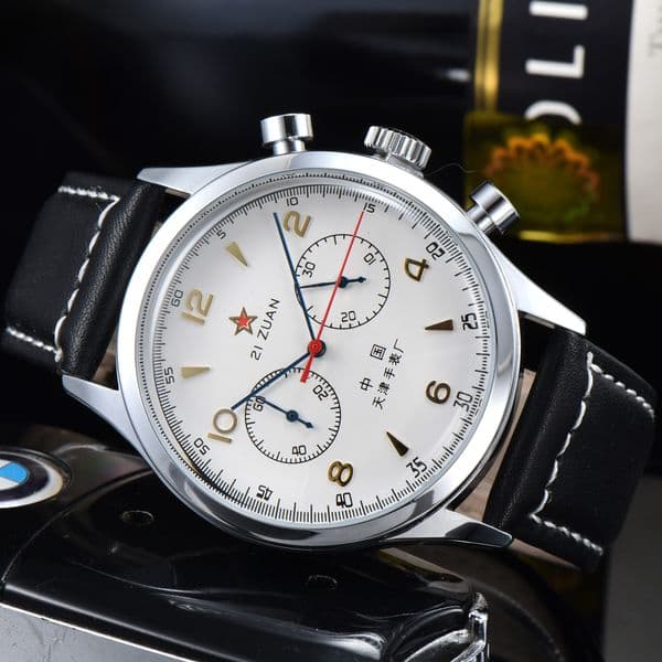 New Men's Watch 1963 Pilot Watch 40mm Classic Retro Quartz Timing Retro Dress Watch