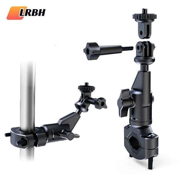 LRBH Camera Mount Bike Motorcycle Round handle, 360° Rotatable Handlebar Clamp Bracket with Universal 1/4'' Screw