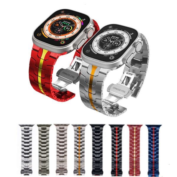 Solid Integrated Stainless Steel Apple Watch S10 Ultra Iron Man Metal Band