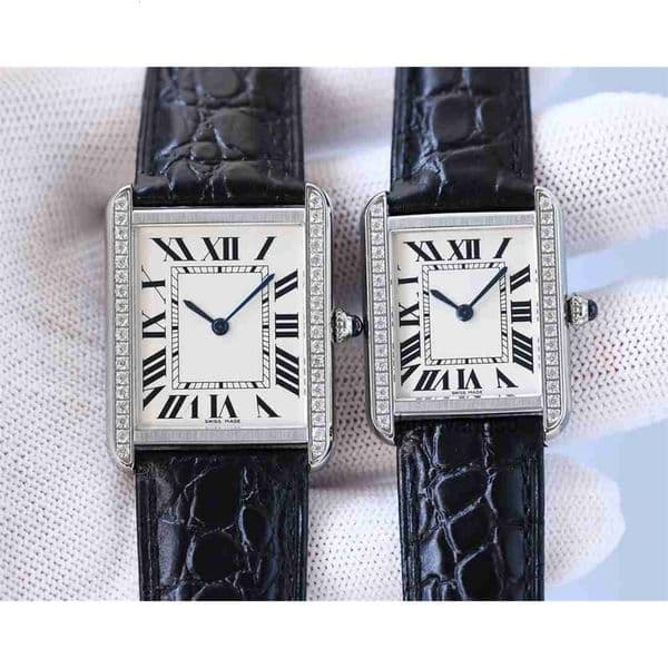 Top quality tanks watch womens mens watch designer watch super clone watches swiss quartz movement sapphire glass leather strap 22mm 25.5mm with box Y1CU