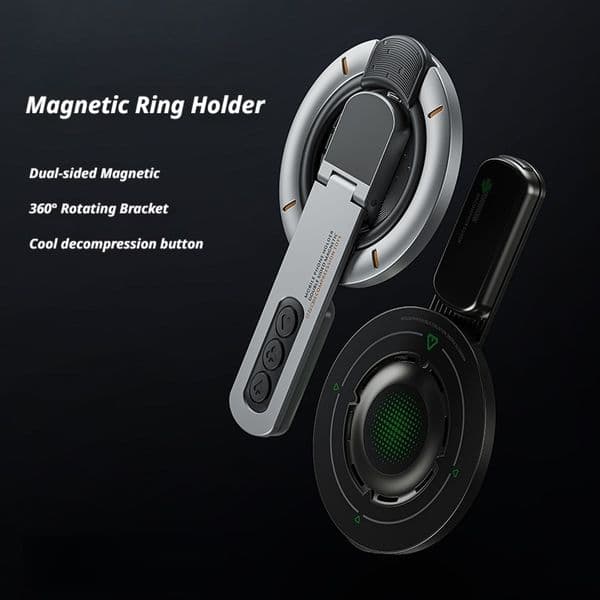 Double-sided magnetic phone ring stand with 360-degree rotating stress-relieving button. Stand. Suitable for iPhone models compatible with MagSafe.