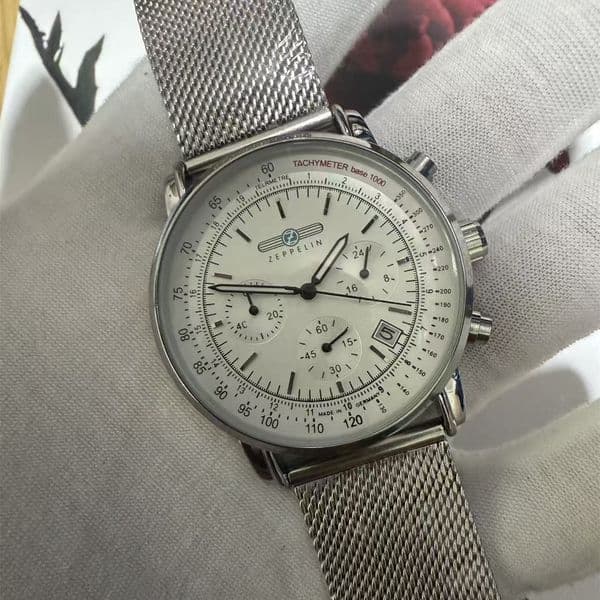 Men's Luxury Zeppelin Wristwatch Business Luxury Date Watch Genuine Leather Strap Waterproof Chronograph