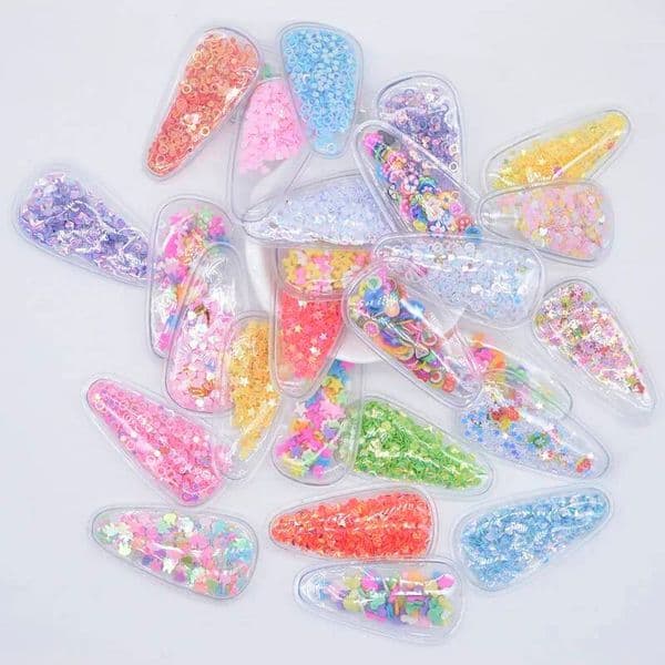 Randomly 20Pcs 56*30mm Transparent PVC BB Clips Filling Shakers Applique for DIY Headwear Hairpin Bow Decor Accessories ddmythur