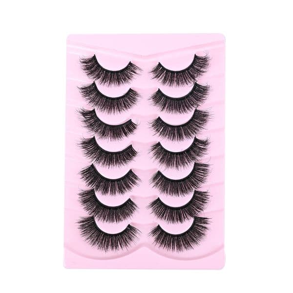3D Faux Mink Lashes Fluffy Wispy - Volume 7 Pairs False Eyelashes Soft Lightweight Full Strip Lashes Easy to Apply, Handmade Reusable Eyelash Extensions Accessory