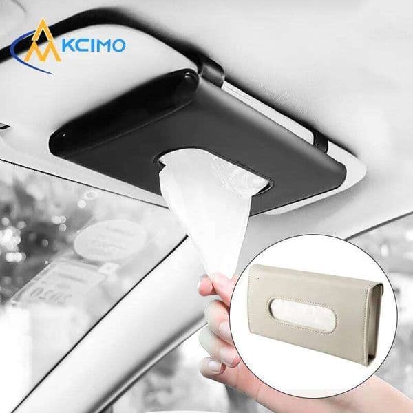 Universal Car Sun Visor Dispenser, PU Leather Hanging Holder with Multi-Spot Installation, Mask & Tissue Storage