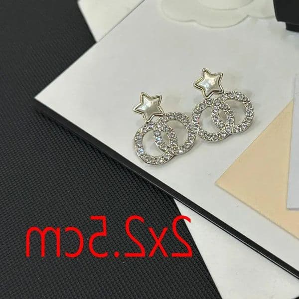 High-end Designer Letter Stud Pearl Star inlay Diamond Crystal Gold Plated Yellow Copper Stamps Earrings Wedding Party Luxury Jewelry Gifts
