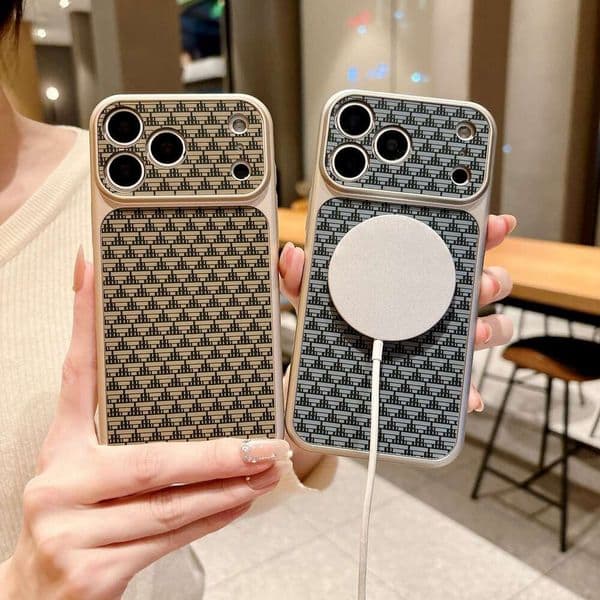 Suitable for Apple 16 phone case, instantly transforms into 17 Pro Max, magnetic large view window, iPhone 15 triangular pattern, 14 shockproof, 13